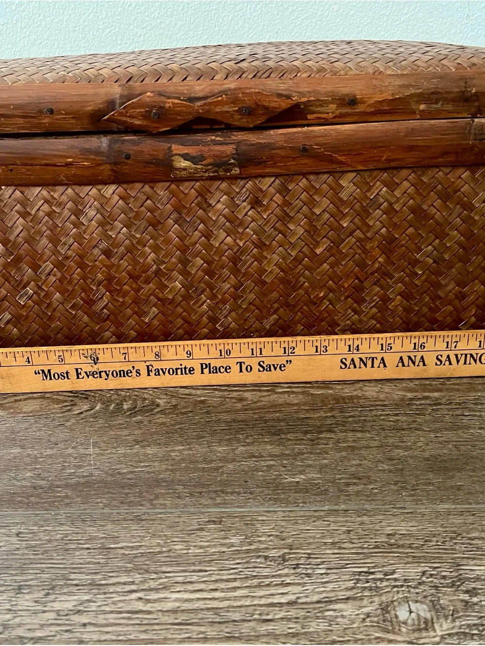 Woven Bamboo And Cane Rattan Storage Trunk Box W 12, L 19, H 10 Inches